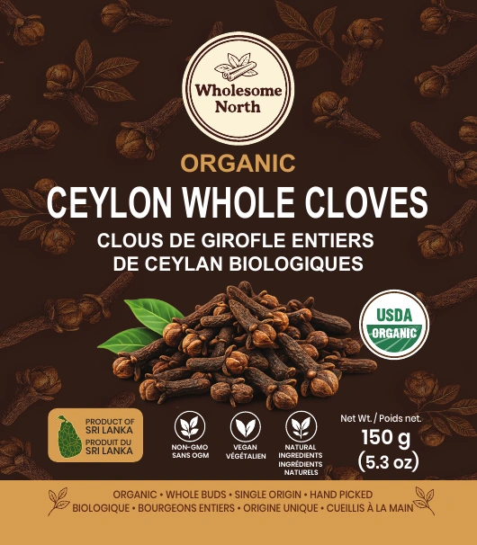 New label design for Ceylon whole cloves, 150 g
